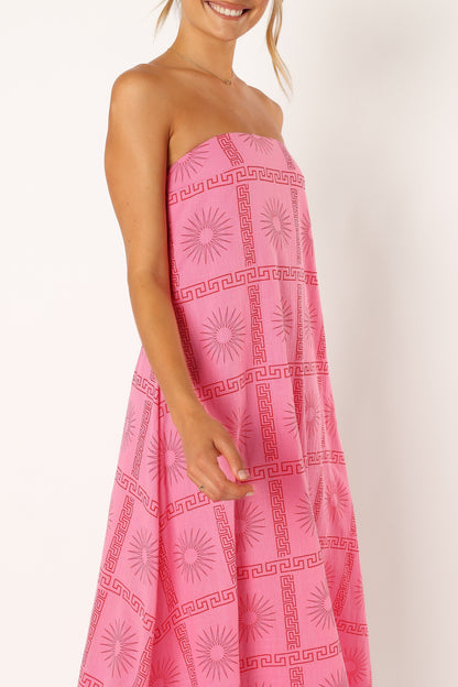 Soph Strapless Maxi Dress - Pink Red